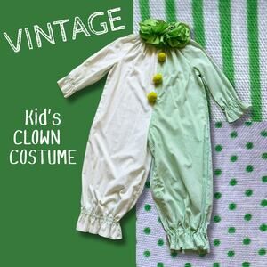 Vintage Youth OS Unisex Clown Costume Handmade Cosplay Halloween Circus Green